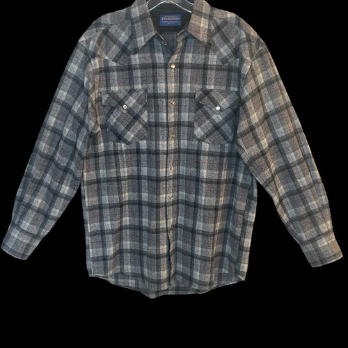 Vintage Pendleton High Grade Western Wear Plaid Wool Shirt Mens M Pearl Snap - Bild 2 von 8