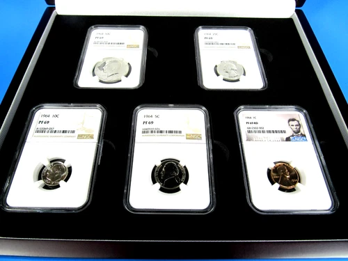 1964 P,  Year Set, Kennedy, Quarter, Dime, Nickel, Cent NGC Pf 69  Beautiful Set