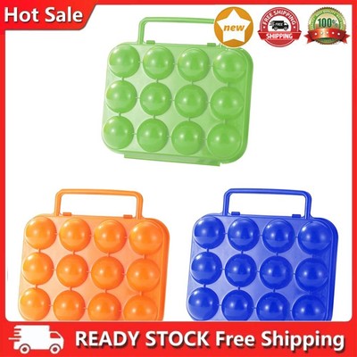 12 Grid Egg Holder Portable Outdoor Plastic with Handle for Picnic Hiking Travel