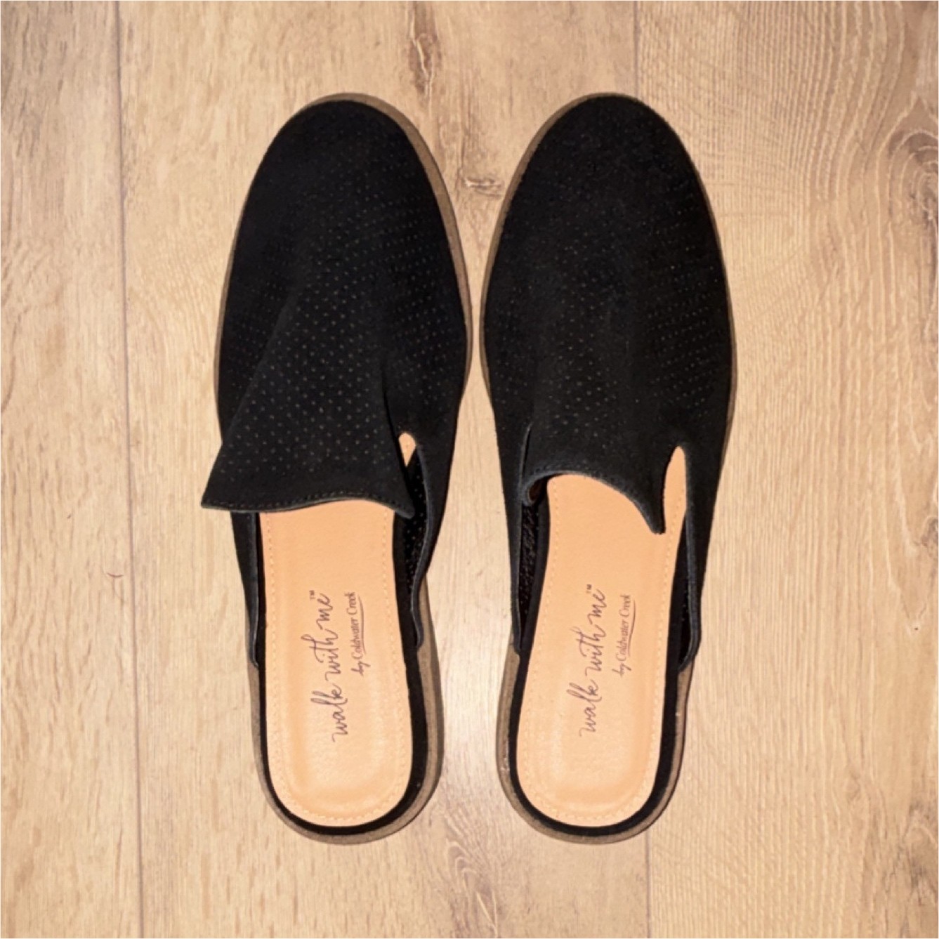 Walk With Me by Cobblestone Creek Women's Black Faux Leather Perforated Mules 10