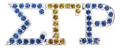 Sigma Gamma/&Gamma; Rho Austrian Crystal Lapel Pin [Silver/Blue/Gold - 2'']