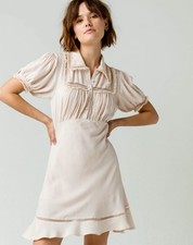 Free People Warm Glow Ruffle Minidress Size S Pale Pink Ivory Academia Coquette