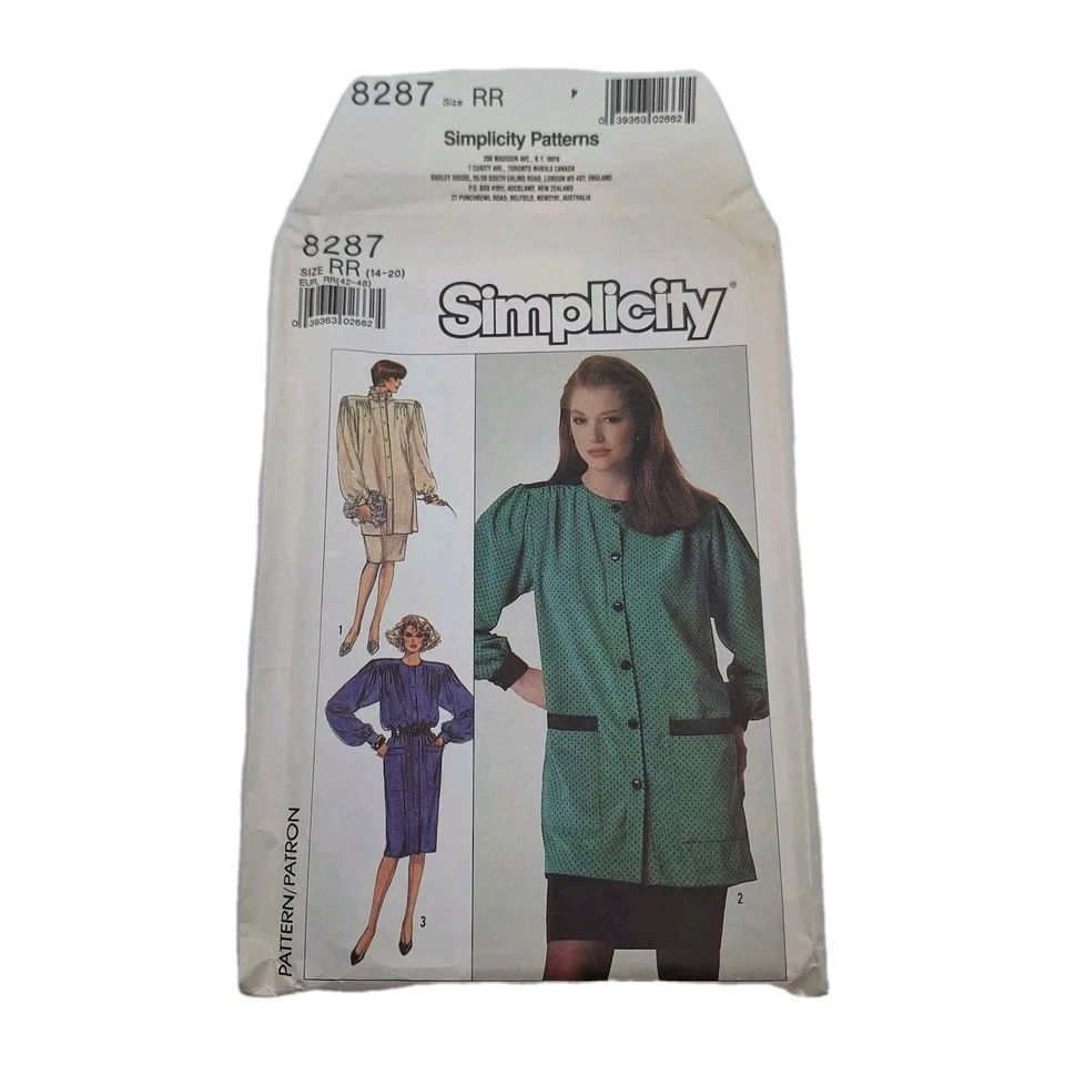 Simplicity 8287 VTG 80s Misses' Dress Tunic Skirt Sz 14-20 Pattern UC FF - Image 3 of 4
