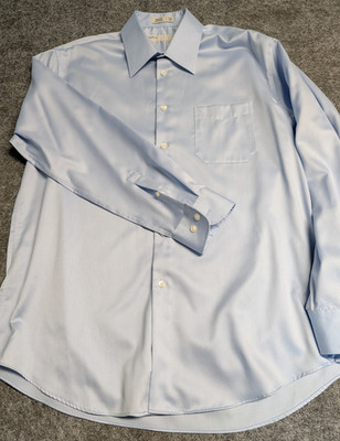Perry Ellis Wrinkle Free Dress Shirt Long Sleeve Blue Men's Large 16.5 - 34/35