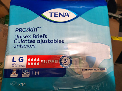 TENA ProSkin Incontinence Briefs Super Absorbency L/XL 3X Protection 14 ct