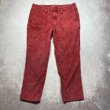 Time Tru Corduroy Pants Size 14 Soft Red Cargo Ankle Length Tapered