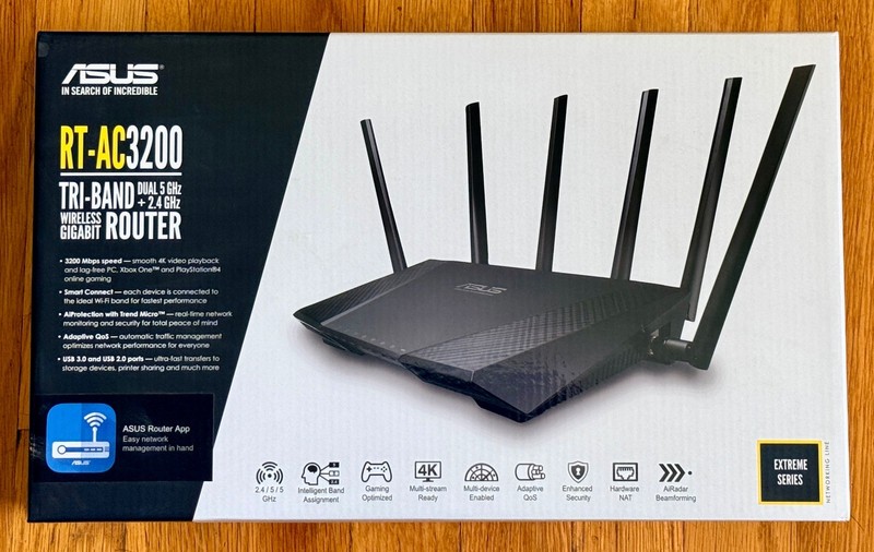 Asus RT-AC3200 tri band 5 Ghz router used in box