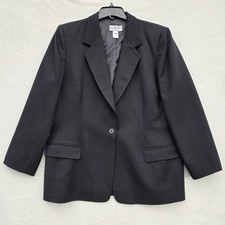Pendleton 100 Virgin Wool Blazer Jacket Black 1-Button Classic Women's Size 16