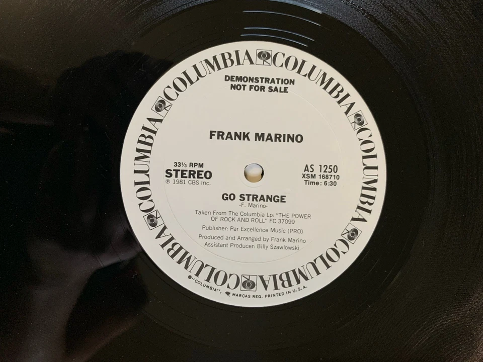 Frank Marino Power Rock Roll LP Vinyl 1981 CBS Promo Go Strange AS 1250 WLP Hype Foto 3 de 4