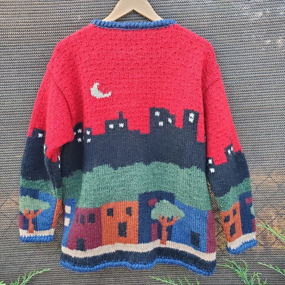 Suéter Newari Tejido a Mano en Nepal Multicolor Grueso Lana Hippie Boho Luna M/L Foto 4 de 4