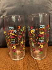 2 Neck Oil Beavertown Pint Glasses brand new M25 skull and bones design 