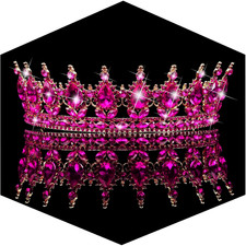Hot Pink Tiaras and Crowns for Women, Crystal Wedding Tiara for Bride Queen Crow