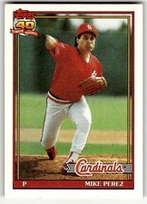 1991 Topps #205 Mike Perez St. Louis Cardinals RC Baseball Rookie Card. rookie card picture