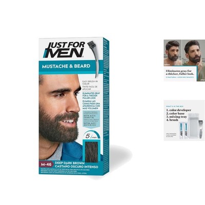 Men's Beard Dye with Brush - Restores Natural Color, Nourished Facial Hair, M-46
