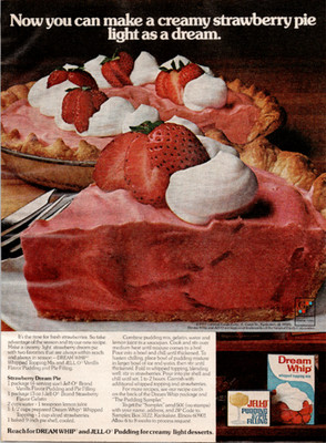 Jell-O Dream Whip 1977 Magazine Ad Strawberry Pie Recipe Vintage Print