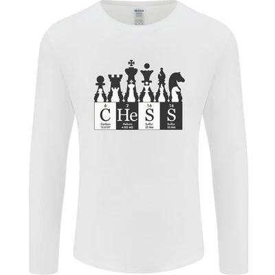 T-Shirt À Manches Longues Pour Hommes Tableau Périodique Des Éléments D'Échecs - Photo 1/4