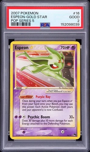 2007 POKEMON POP SER 5 #16 ESPEON-GOLD STAR PSA 2