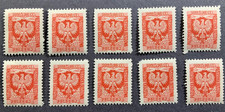 Poland Stamp 1954 SC# O31 red   Polish Eagle, Polecona   10 Stamps MNH
