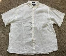 Daniel Cremieux Shirt Mens 3X White 100% Linen Button Down Short Sleeve