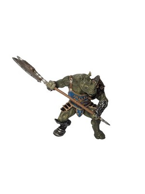 2007 Papo Fantasy World Rhino Mutant Warrior Knight 4  Action Figure Toy Read