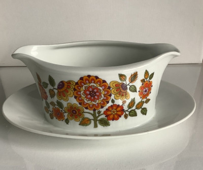 Seltmann Weiden Sauciere W. Germany feste Untertasse VINTAGE Retro 70er selten