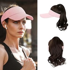 Women Hat Wig Hat with Hair Ponytail Wig Baseball Cap with Hair Brown Black Wavy