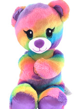 Build-A-Bear Workshop Rainbow Tie-Dye Teddy Bear Plush 17"Toy w/Hook  Loop Paws