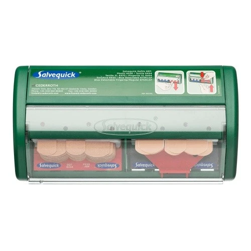 Cederroth Pflasterspender Salvequick – Einhandbedienung, 85 Pflaster, Nachfüllba