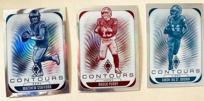 3 Card Lot 2025 Panini Phoenix Football Contours Brock Purdy, Amon-Ra St. Brown,