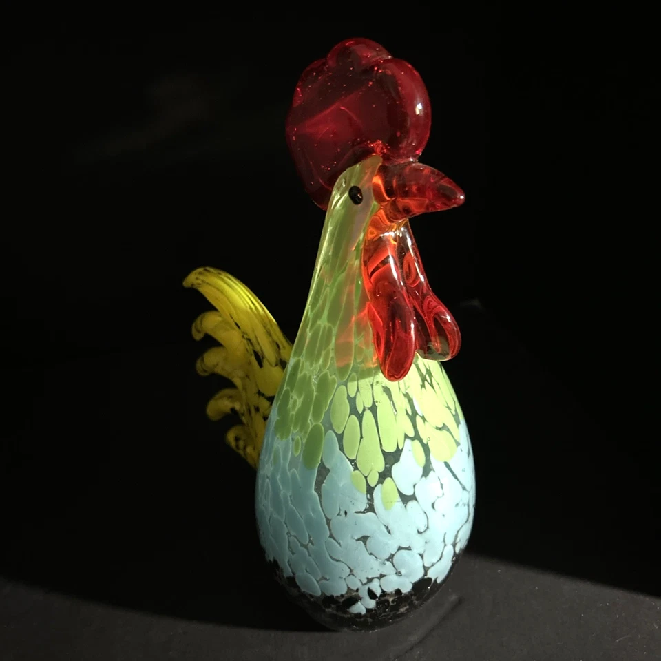 Estatuilla de gallo gallina pollo multicolor vidrio soplado a mano de Murano de colección 9 1/2" Foto 2 de 3