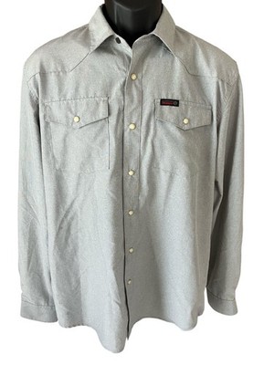Wrangler ATG Pearl Snap Shirt Men's Medium Gray Regular Fit Pockets LS NWOT
