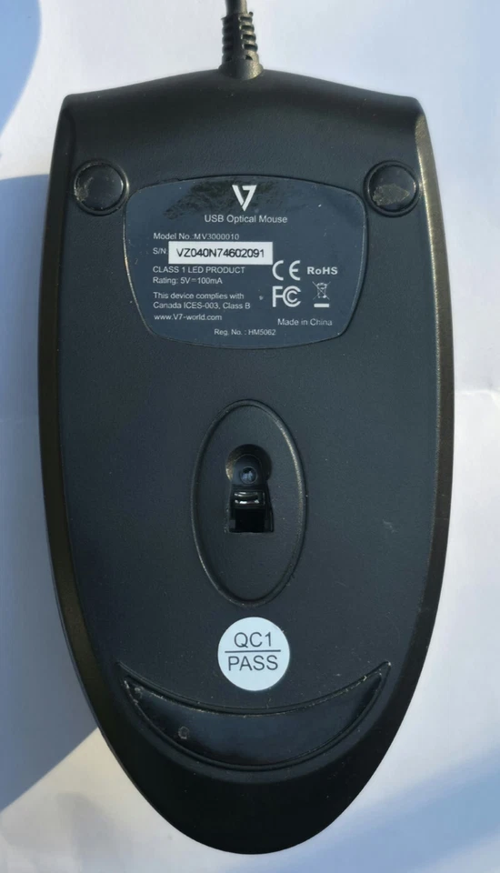 V7 MV3000010 Optical USB Mouse Wired Computer PC Laptop Accessory - Image 2 of 2