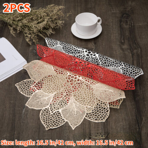 2 X PVC Hollow Out Tablecloth Doily Placemat Dining Heat Insulation Pad Floral - Picture 1 of 13