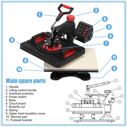 5 in1 15" Digital Manual Heat Press Machine T-Shirt Transfer Sublimation Printer - Picture 7 of 12