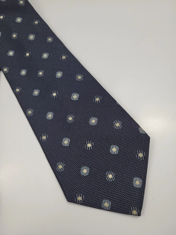 Винтажный Tommy Hilfiger шелковый галстук синий серый геометрический мужчин галстук США 56 x 3,7/8 - Изображение 3 из 4