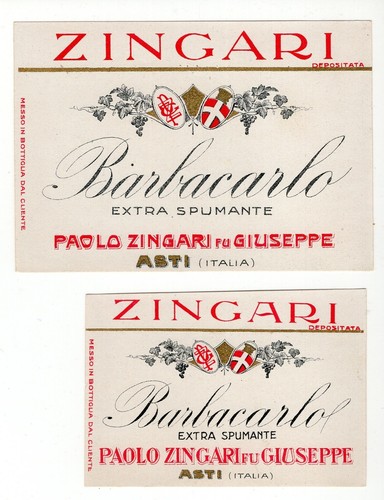 EV0004 Weinetikett Barbacarlo Firma Zingari 50er Jahre