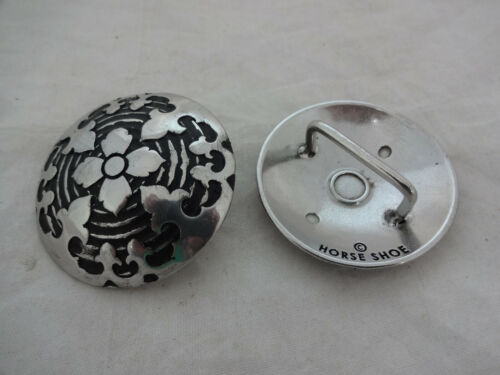 Jeremiah Watt Parisian Pair Conchos Stainless Steel Loop Back Horse Tack Sizes - Picture 2 of 2