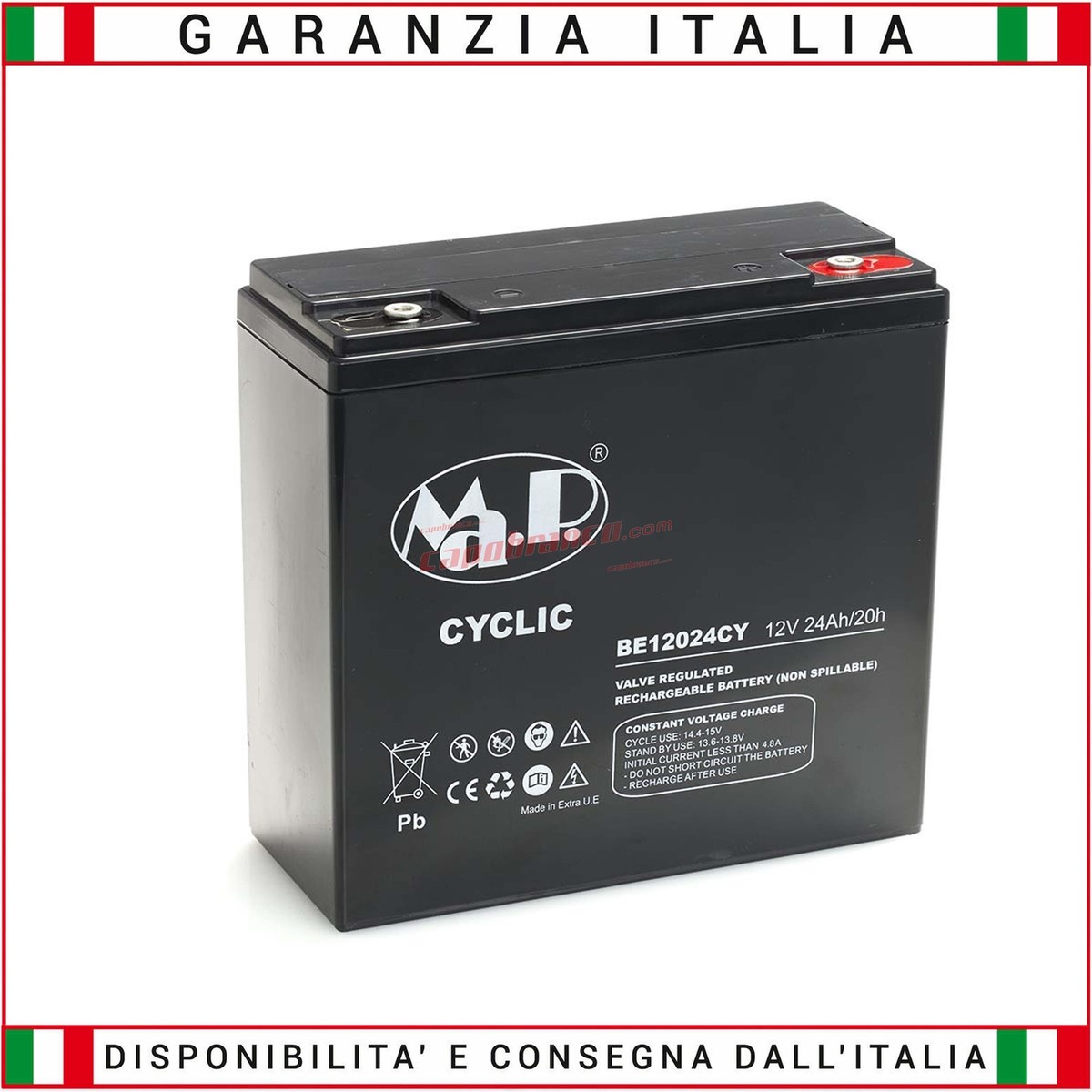 BATTERIA AL PIOMBO CICLICA ALTA SCARICA 12V 24Ah