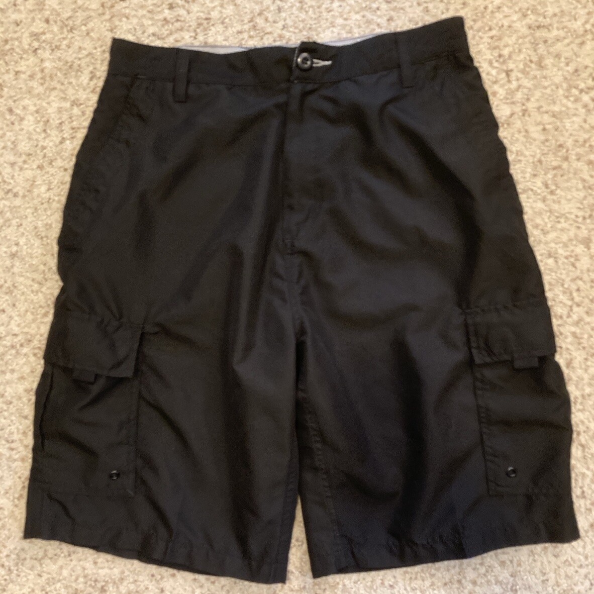 Burnside Men's Size 32 Cargo Shorts Black Polyester Lightweight Microfiber