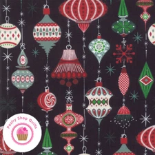 Moda KRINGLE AND CLAUS 30591 12 Black Ornament BASIC GREY Quilt Fabric CHRISTMAS