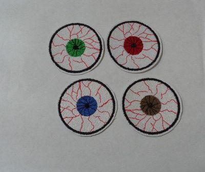 Blood Shot Eyeball/ Zombie Eye Iron-On Embroidered Patch- 2 SIZES! Many Colors!