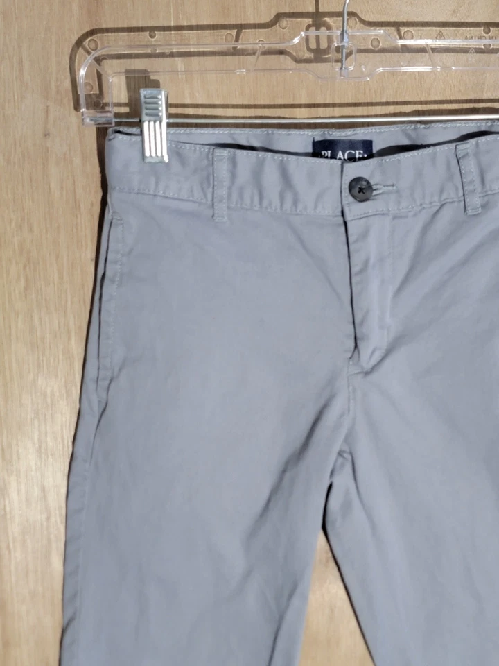 childrens place chino pants boys 8 straight flat front adjustable waist gray - Image 2 of 4