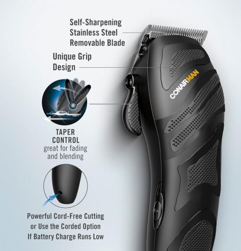NEW ConairMan Number Cut Cord/Cordless Clipper&Trimmer 16Pc Home Grooming Kit - Picture 2 of 5