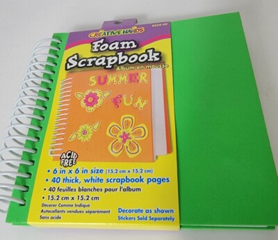 New Creative Hands Foam Scrapbook 6x6 40 Pages Green Vintage 1996 1990s
