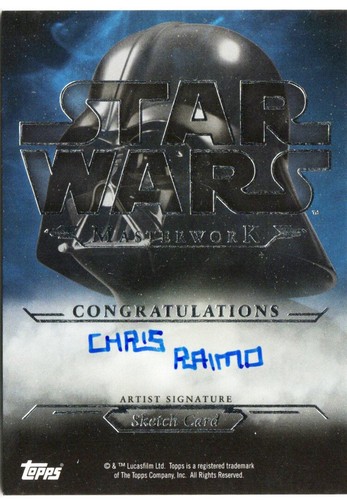 Star Wars Masterwork Topps 2015 Artist Sketch Card 1/1 Chris Raimo Aurra Sing - Picture 2 of 2