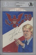 President Jimmy Carter USA Original Art Sketch Card Signed 1/1 BAS