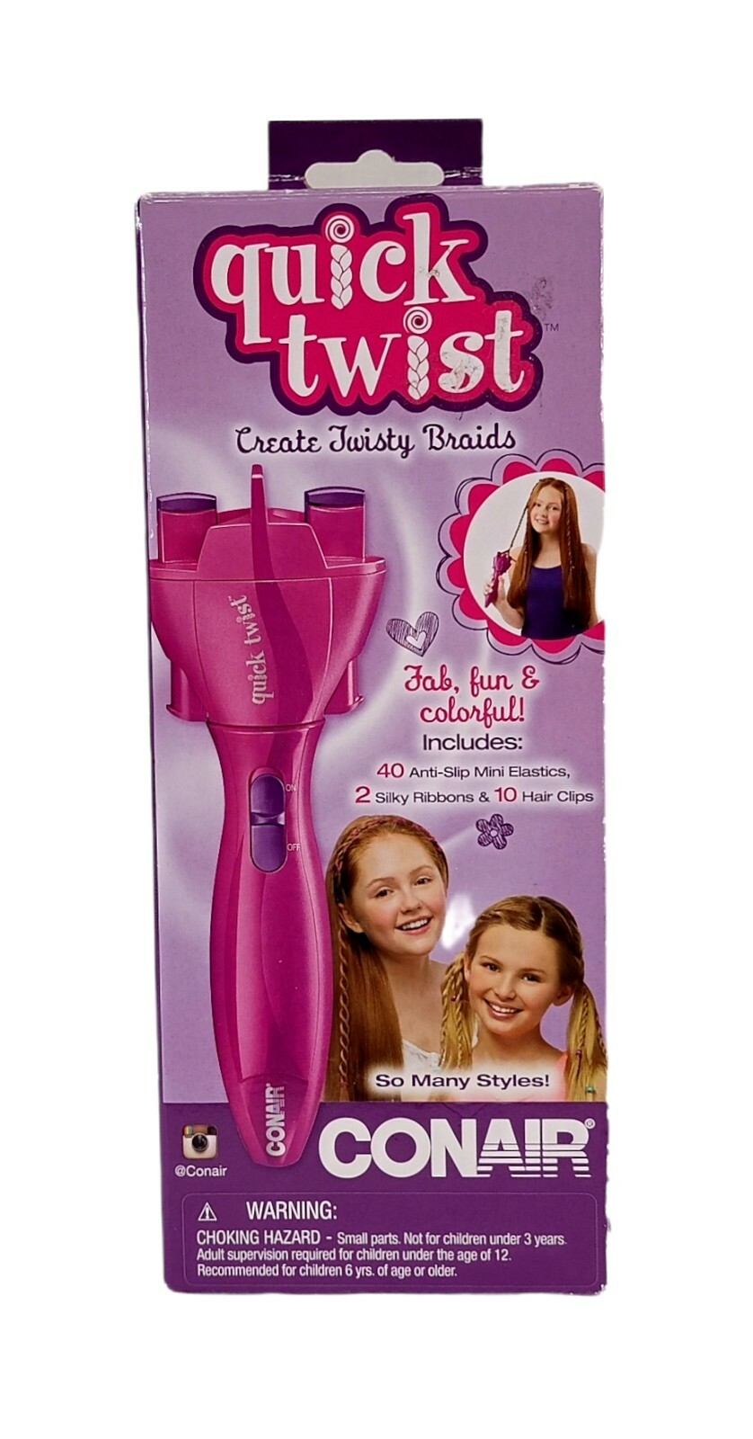 Conair Quick Twist Twirl Hair Braider Electronic Portable DIY Hairstyle