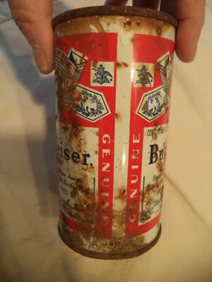 BUDWEISER 12 OZ PUNCH FLAT TOP STRAIGHT EDGE STEEL BEER CAN