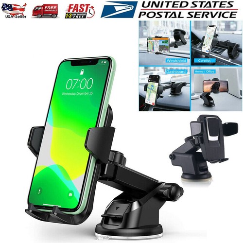 360° Phone Mount Holder Car Windshield Stand For iPhone 13 12 11 Pro Max Samsung - Afbeelding 1 van 12