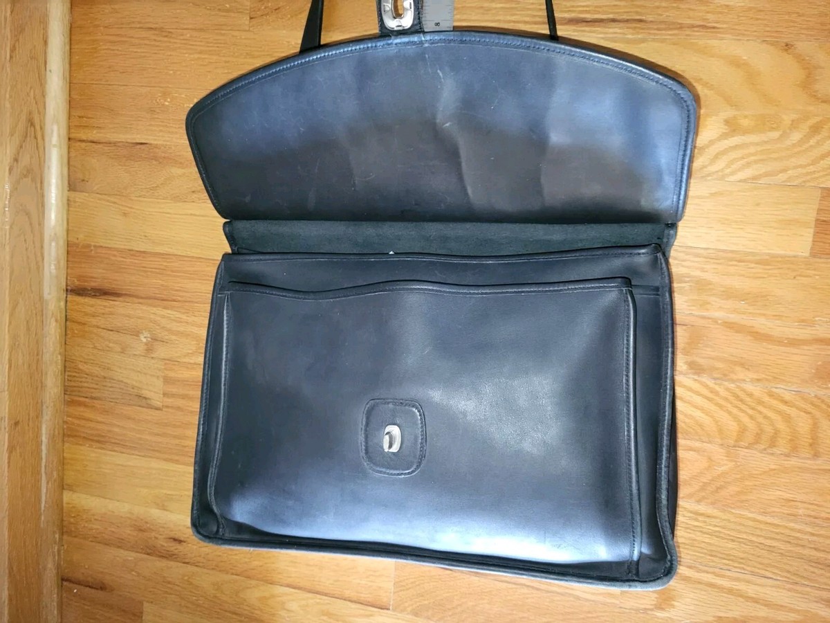 バッグ COACH 5266 Leather Satchel Shoulder Bag Vintage Coach 5266 Beekman Black Leather Messenger Bag Attaché